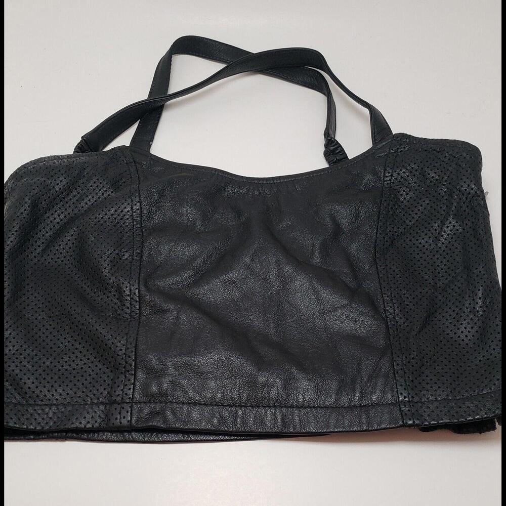 Vintage Womens Harley Davidson Side Zip Black Leather‎ Crop Top Bustier Size 4 - Picture 4 of 4